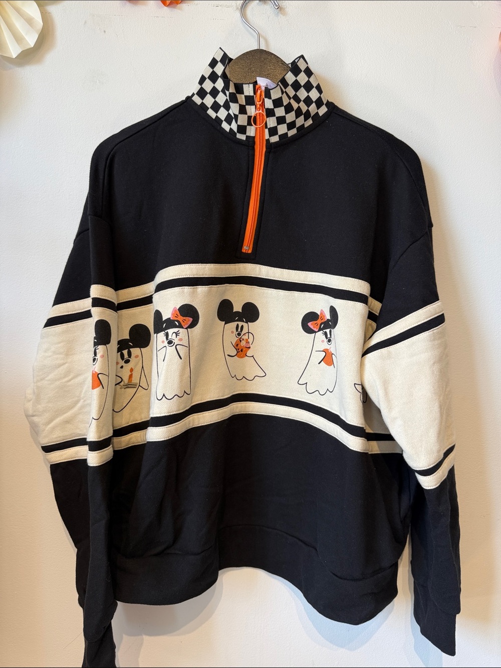 Disney HER UNIVERSE Mickey and Minnie Mouse ghost quarter zip 1X